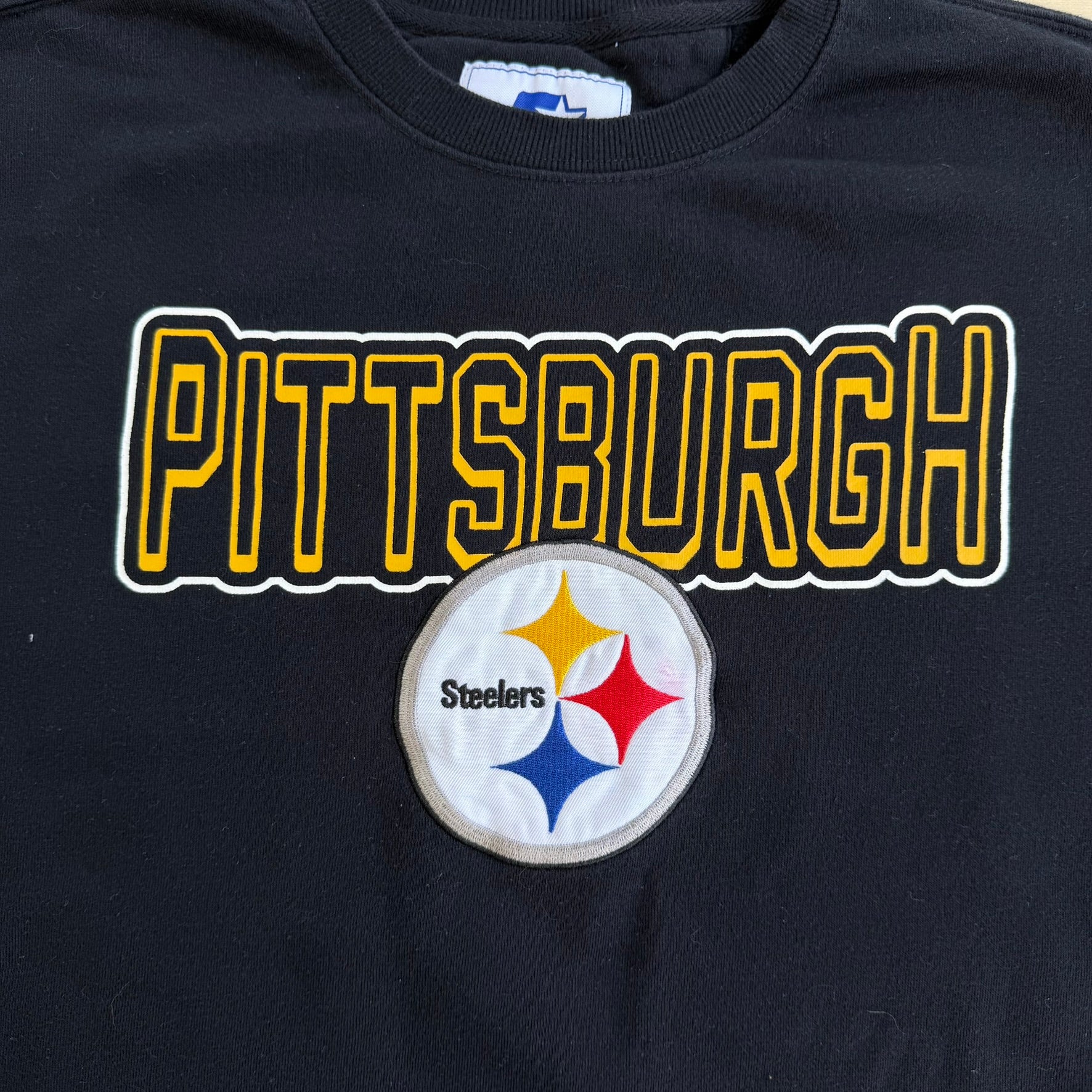 J- Vintage Pittsburgh Steelers NFL Starter Embroidered Logo Crewneck - L