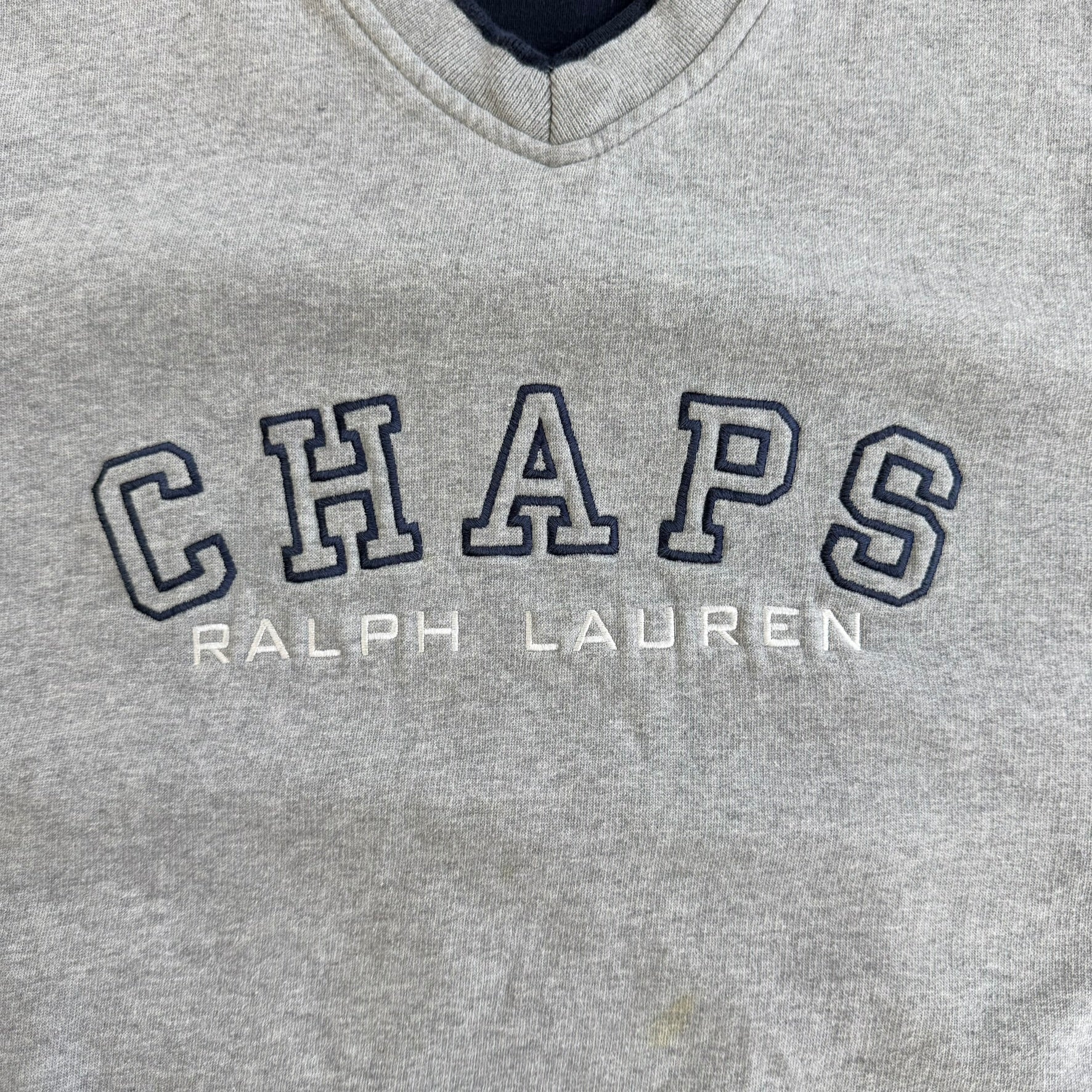 J- Vintage 90s Chaps RL Embroidered Text Sweatshirt Vest - 2XL