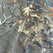 J- Vintage Real Tree Camo Orange Logo Brown Drawstrings Hoodie - XL