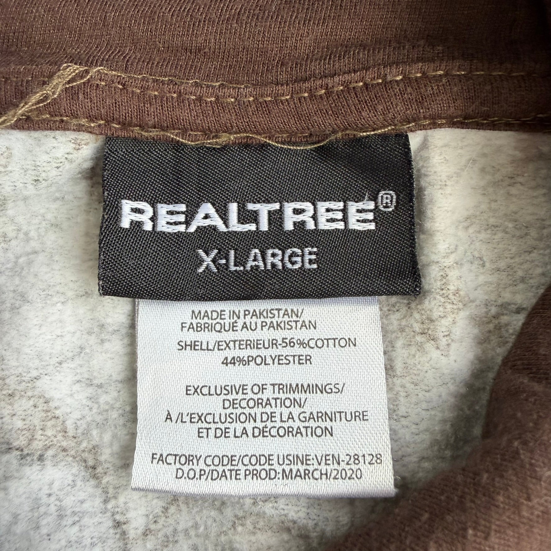 J- Vintage Real Tree Camo Orange Logo Brown Drawstrings Hoodie - XL