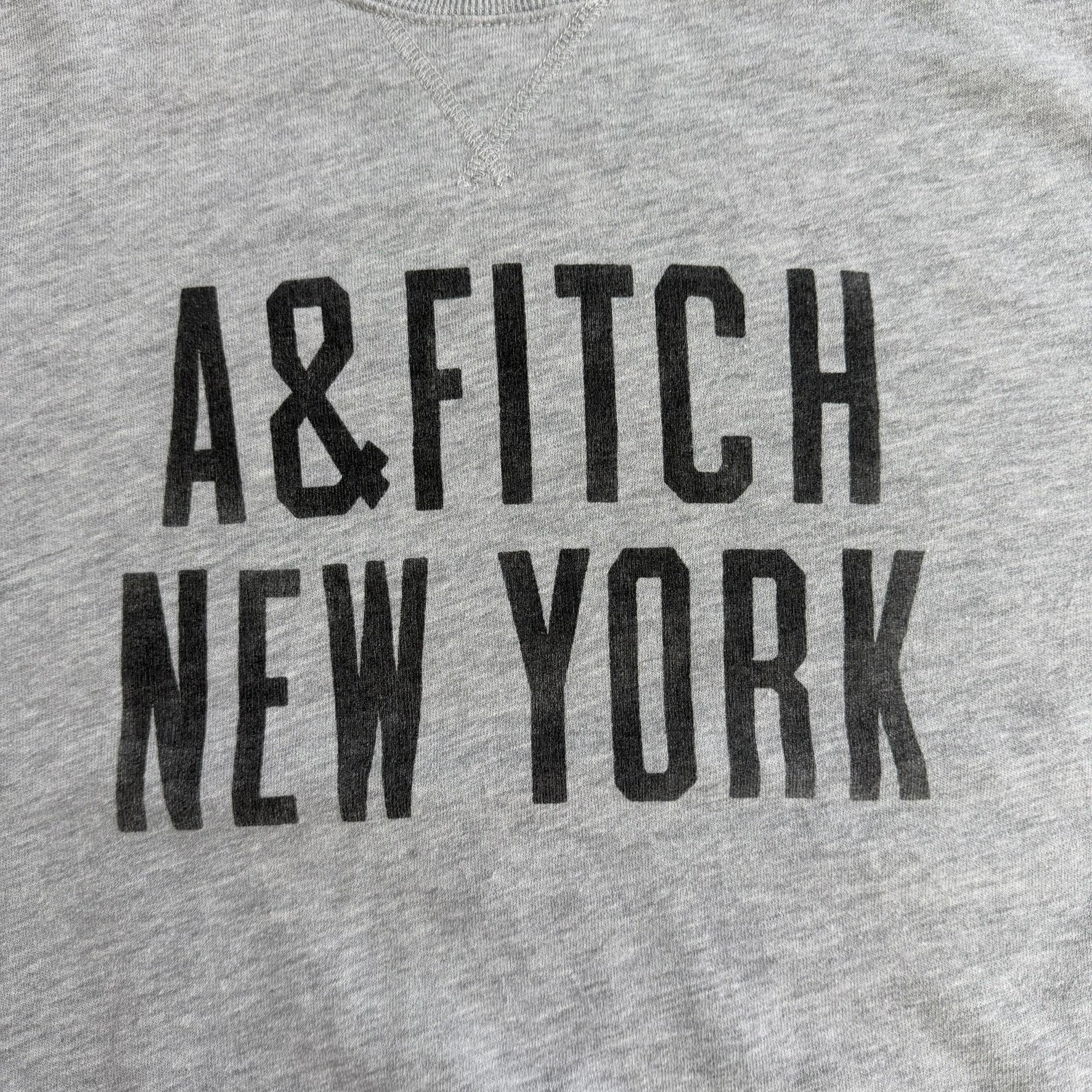 J- Vintage Abercrombie & Fitch A&Fitch New York Text Grey Crewneck - 2XL