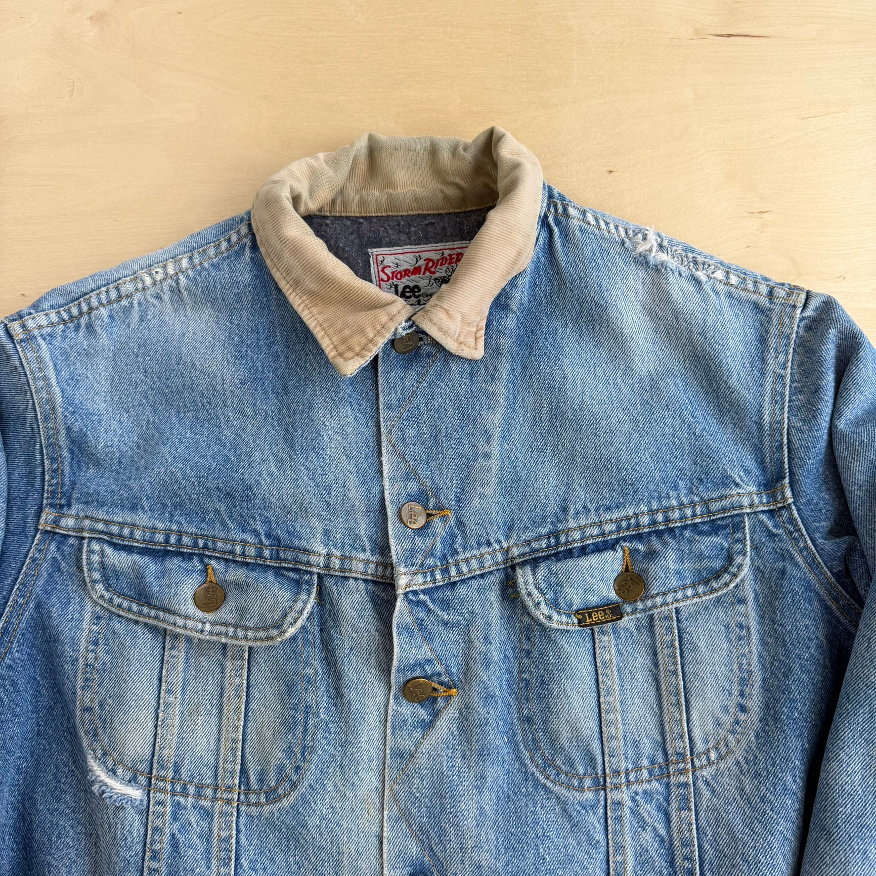 J- Vintage 80s Lee Stormrider Blanket Lined Denim Jacket - 40 (fits L)