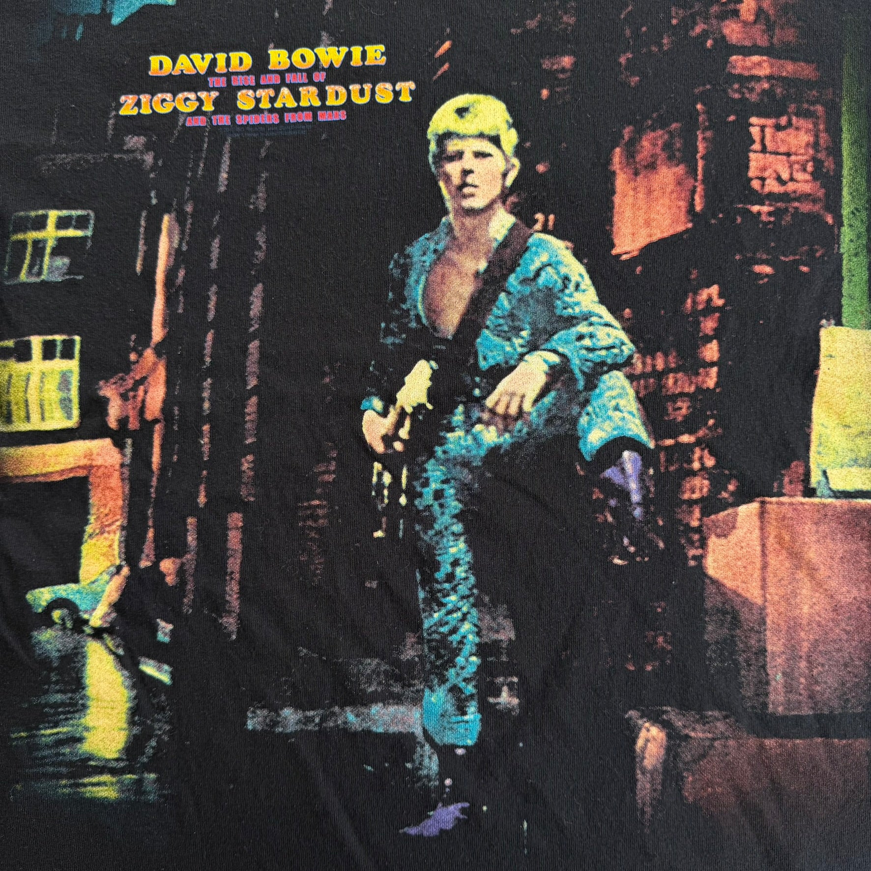 J- Vintage Liquid Blue David Bowie The Rise & Fall Of Ziggy Stardust Graphic Tee - L