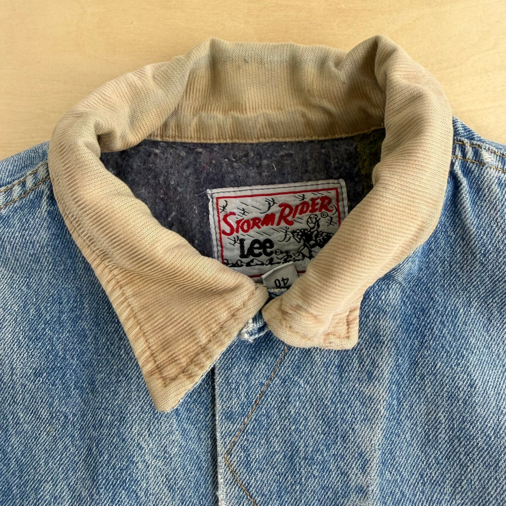 J- Vintage 80s Lee Stormrider Blanket Lined Denim Jacket - 40 (fits L)