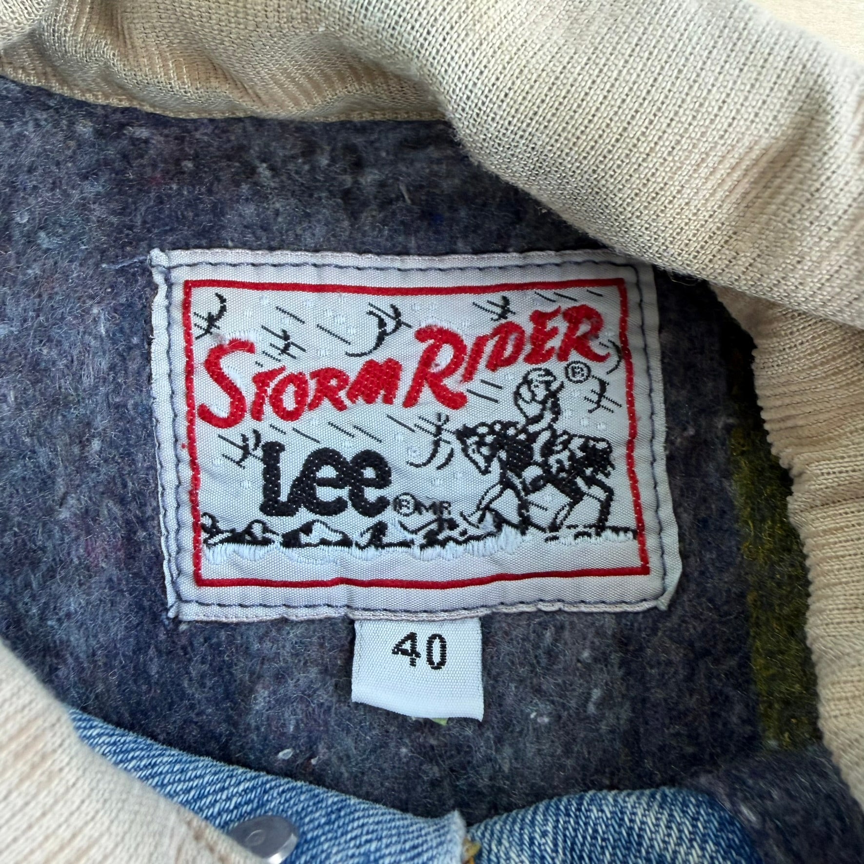 J- Vintage 80s Lee Stormrider Blanket Lined Denim Jacket - 40 (fits L)