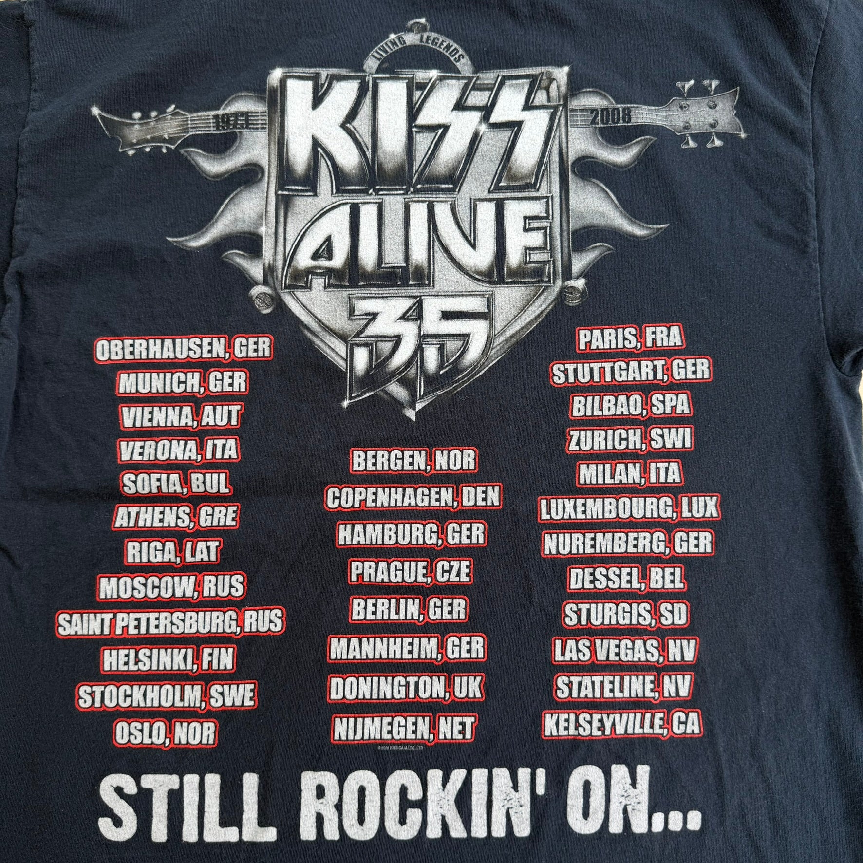 J- Vintage '08 Kiss Alive 35 Living Legends Tour Graphic Tee - L