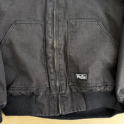 J- Vintage Walls Quilt Blanket Lined Faded Black Canvas Hooded Work Jacket - L