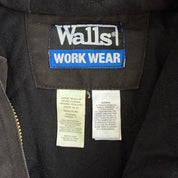 J- Vintage Walls Quilt Blanket Lined Faded Black Canvas Hooded Work Jacket - L