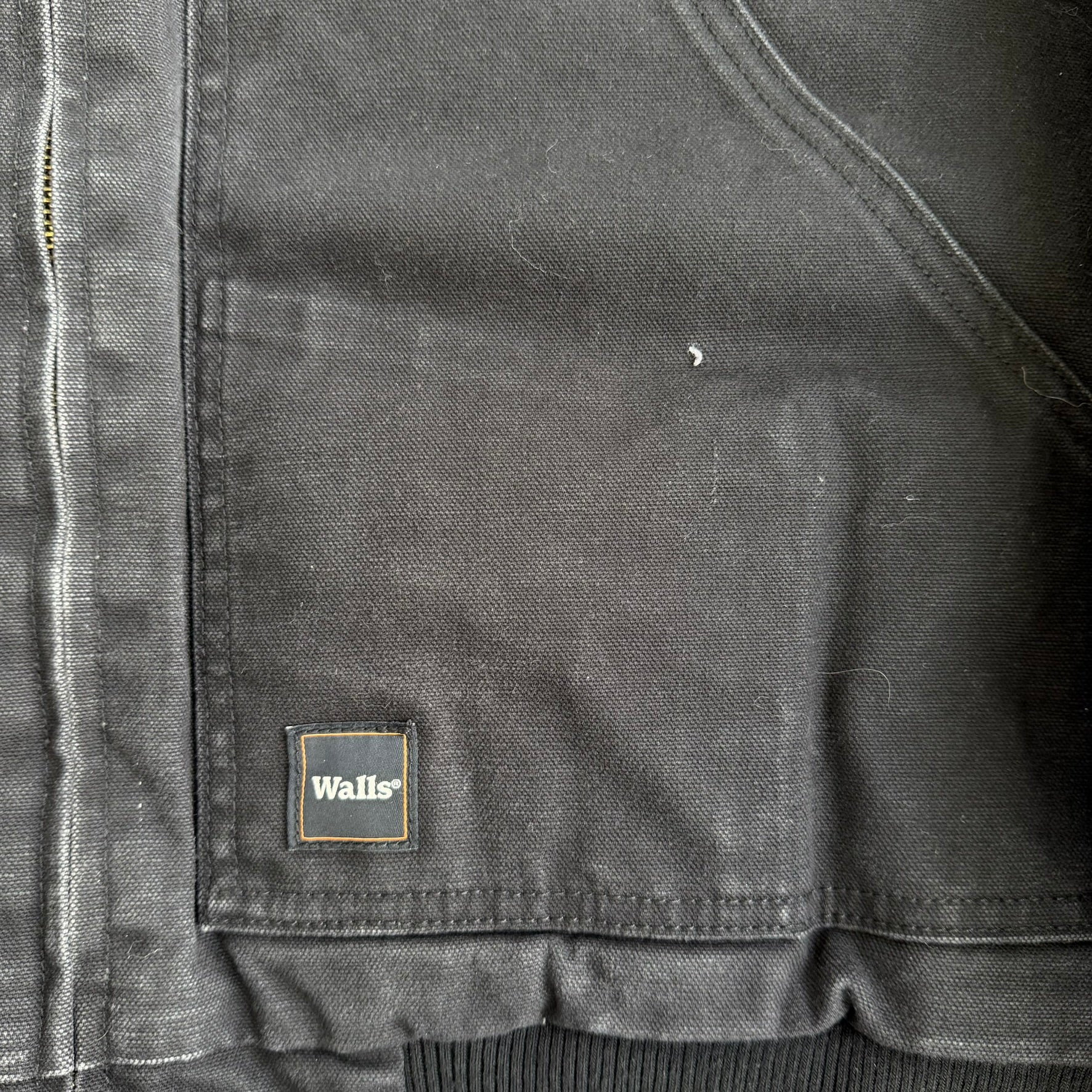 J- Vintage Walls Quilt Blanket Lined Black Canvas Hooded Work Jacket - XL