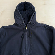 J- Vintage Walls Quilt Blanket Lined Black Canvas Hooded Work Jacket - XL