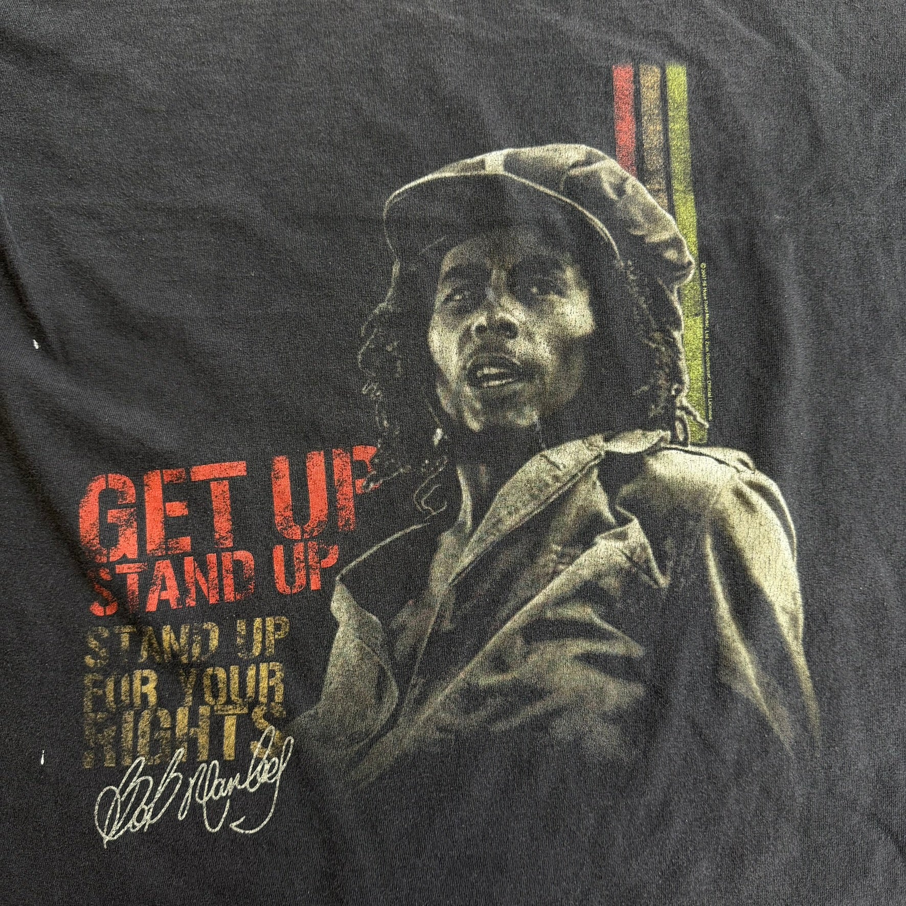 J- Vintage '03 Zion Bob Marley Get Up Stand Up Text & Graphic Tee - XL