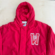 J- Vintage University Of Wisconsin Badgers Chenille Emb Logo Made In USA Winter Bomber Jacket - XL