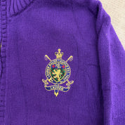 J- Vintage Women's Ralph Lauren LRL Embroidered Crest Quarter Zip Knit Sweater - XL