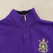J- Vintage Women's Ralph Lauren LRL Embroidered Crest Quarter Zip Knit Sweater - XL