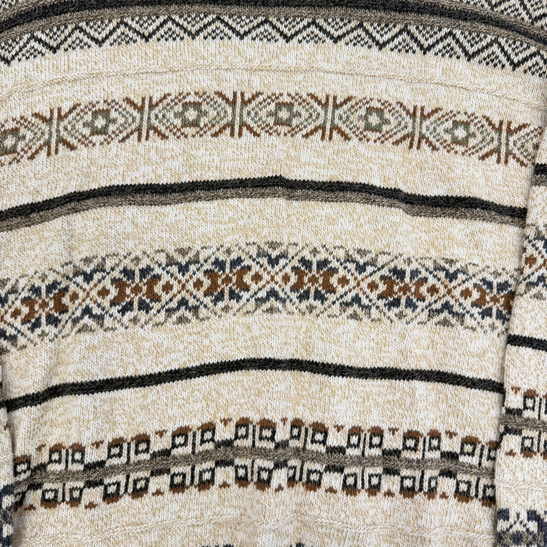 J- Vintage St Johns Bay Beige Patterned Knit Sweater - M