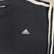 J- Vintage Adidas Embroidered Logo Black Knit Sweater - M