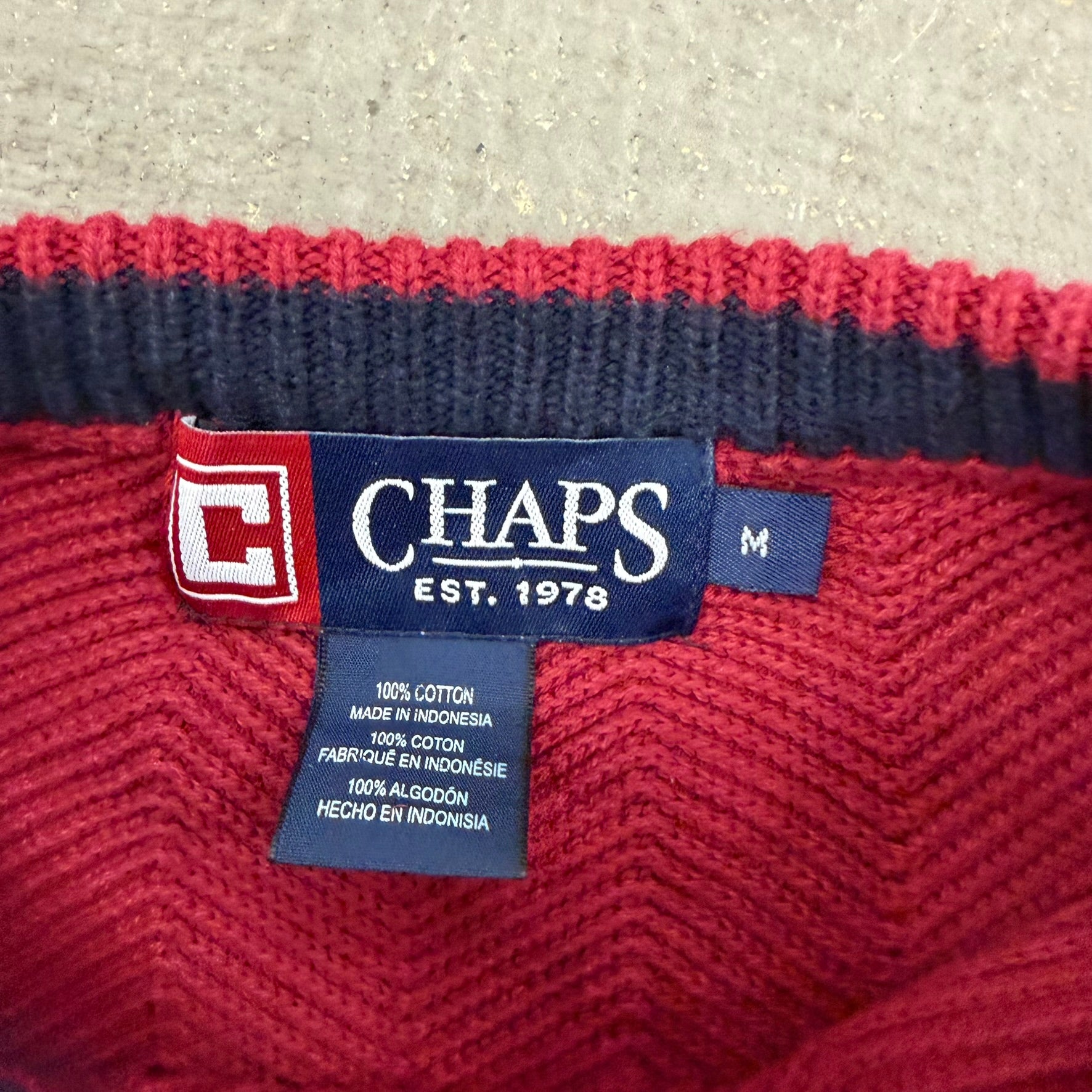 J- Vintage Chaps RL Embroidered Logo Red Knit Sweater - M