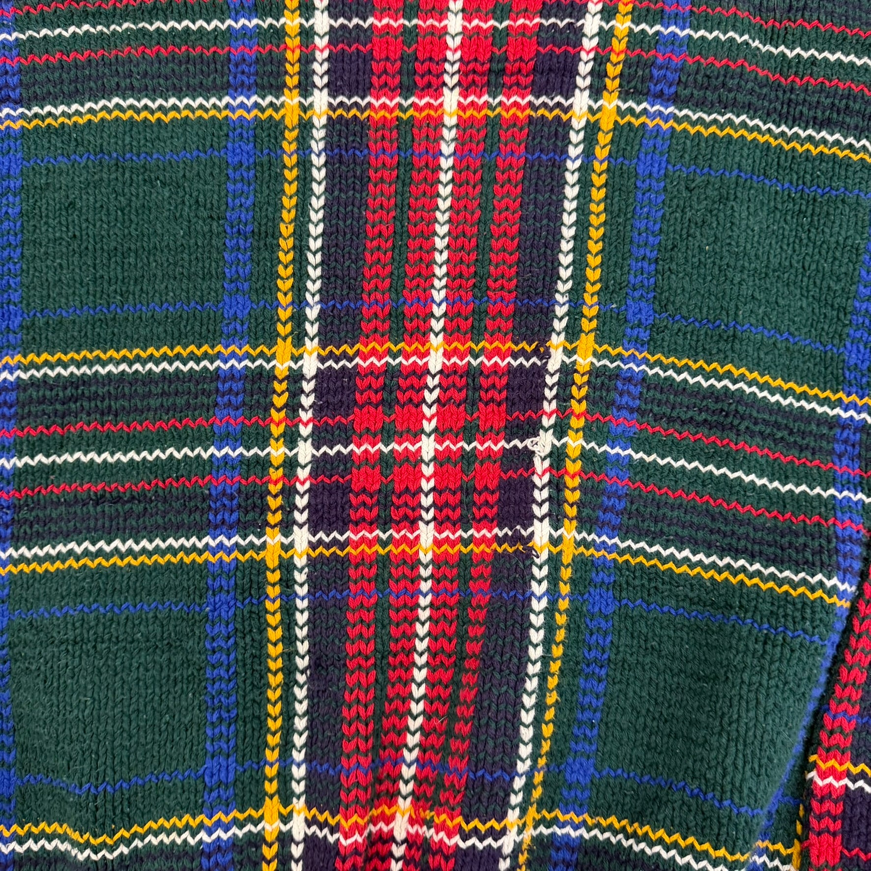 J- Vintage 90s Gap Plaid Pattern Dark Green Knit Sweater - S