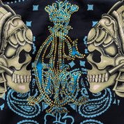 J- Vintage Y2K Christian Audigier Rhinestones Aztec Skull Jumbo Print Zip Up Hoodie - XL