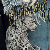 J- Vintage Y2K Christian Audigier Rhinestones Leopards Jumbo Print Zip Up Hoodie - XL