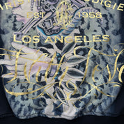 J- Vintage Y2K Christian Audigier Rhinestones Leopards Jumbo Print Zip Up Hoodie - XL