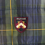 J- Vintage 90s Tommy Hilfiger Navy Plaid & Green Reversible Puffer Winter Jacket - XL