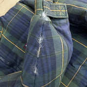 J- Vintage 90s Tommy Hilfiger Navy Plaid & Green Reversible Puffer Winter Jacket - XL