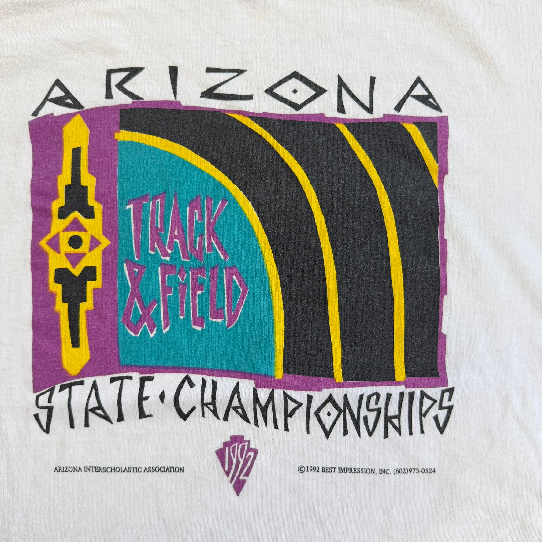 J-  Vintage '92 Arizona Track & Field State Championship Made In USA Single Stitch Tee - XL