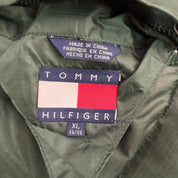 J- Vintage 90s Tommy Hilfiger Navy Plaid & Green Reversible Puffer Winter Jacket - XL