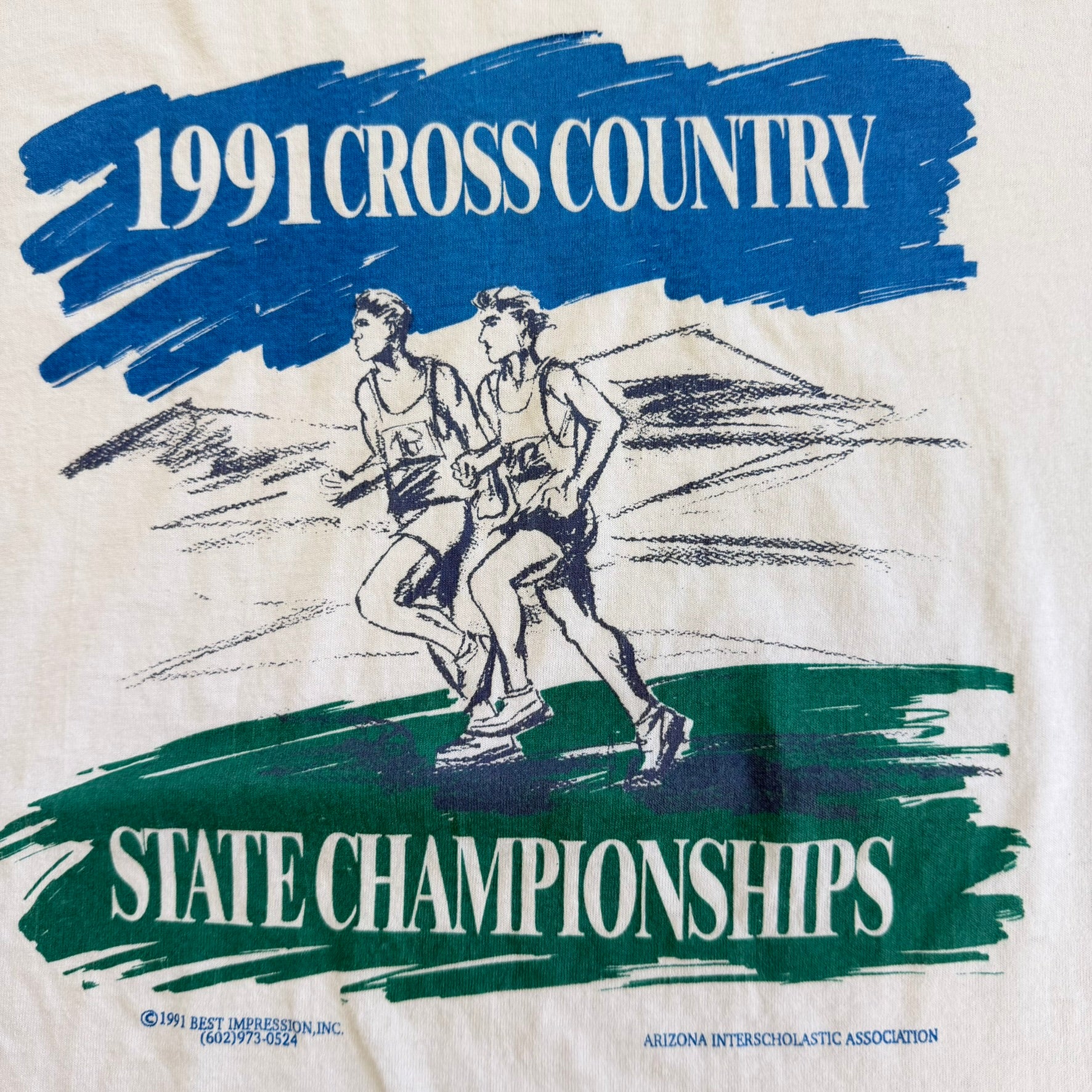 J-  Vintage '91 Arizona Cross Country State Championship Made In USA Single Stitch Tee - L