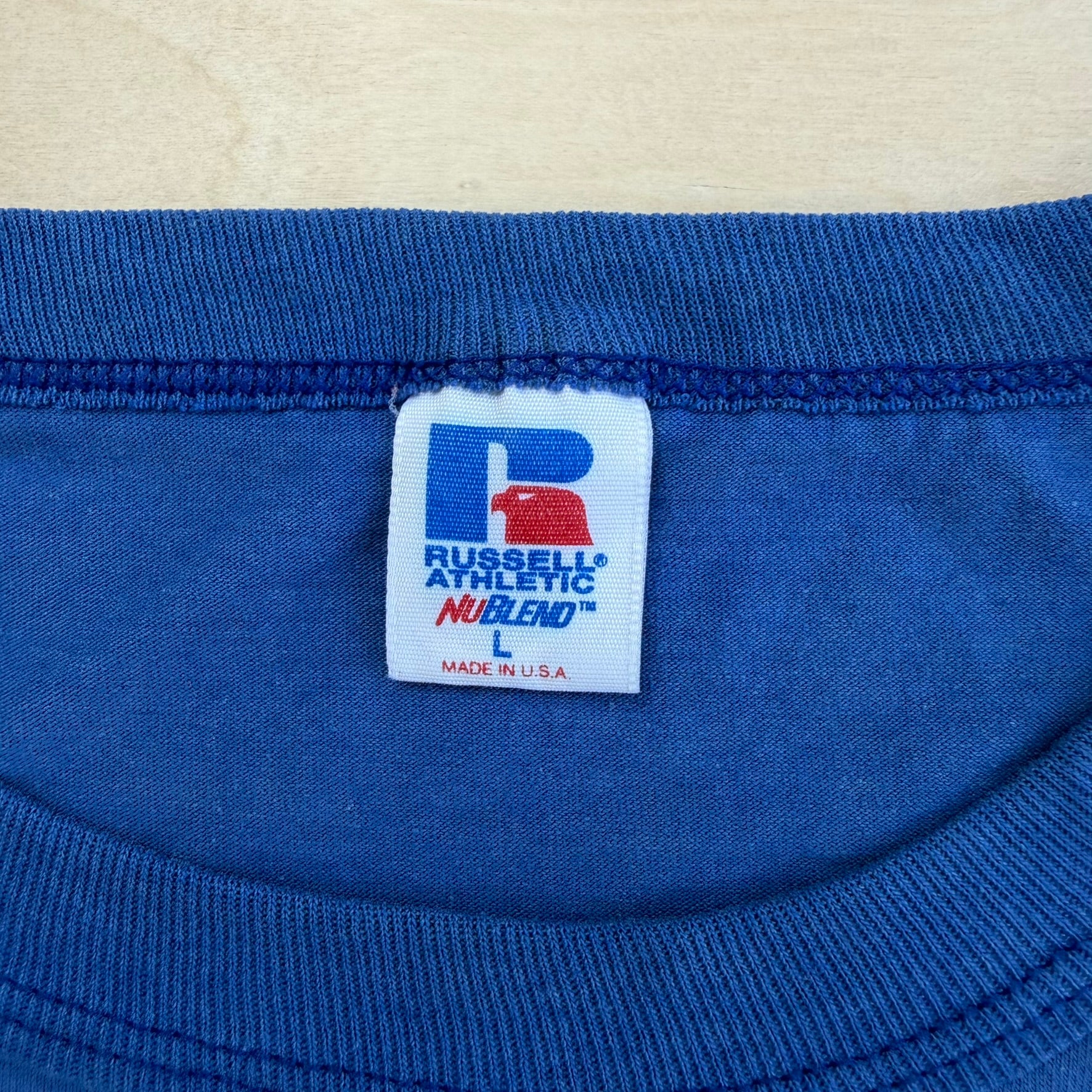 J-  Vintage Marian High School Football Graphic Russell Athletics Made In USA Single Stitch Tee - L