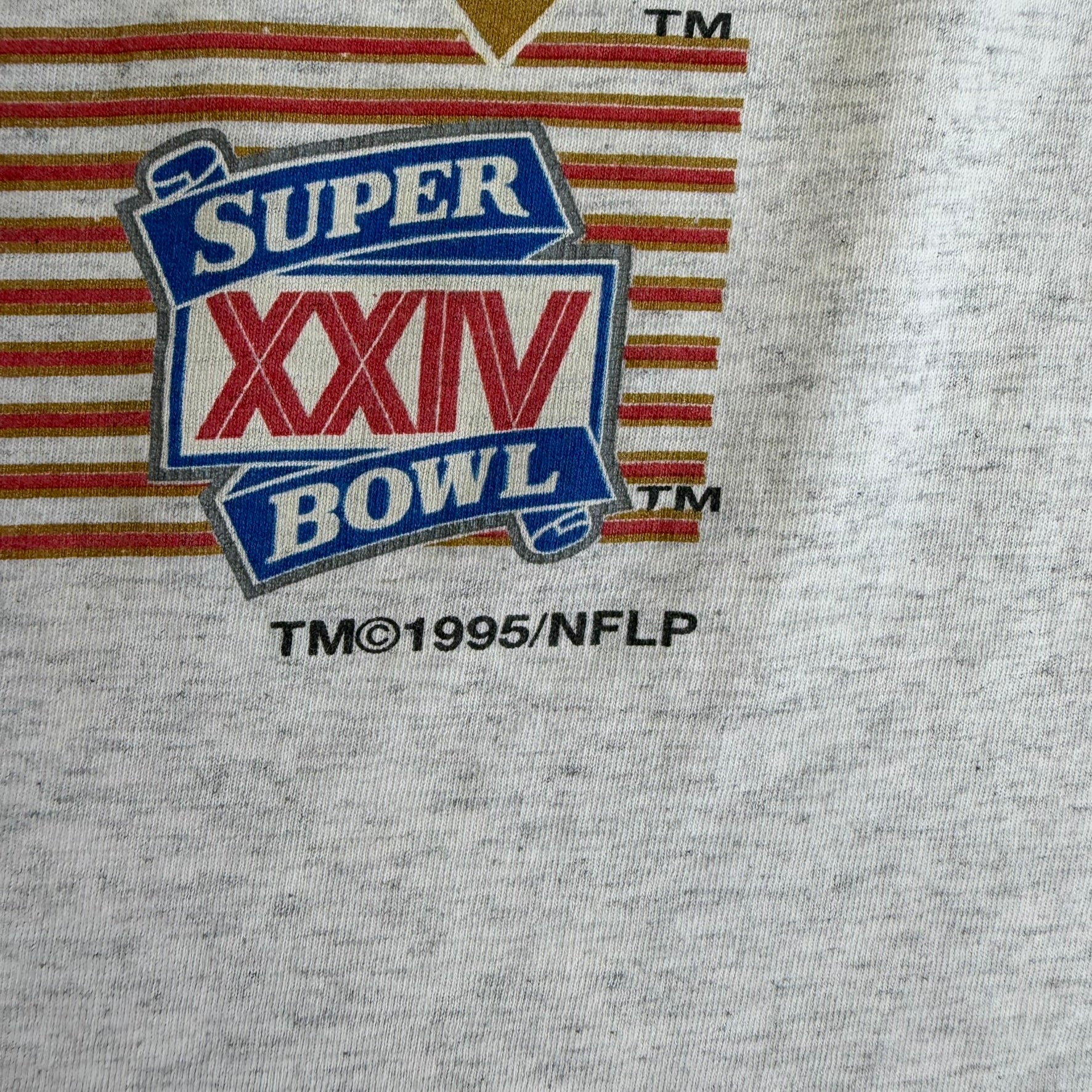 J-  Vintage '95 San Francisco 49ers NFL World 5 Super Bowl Championship Made In USA Single Stitch Tee - L