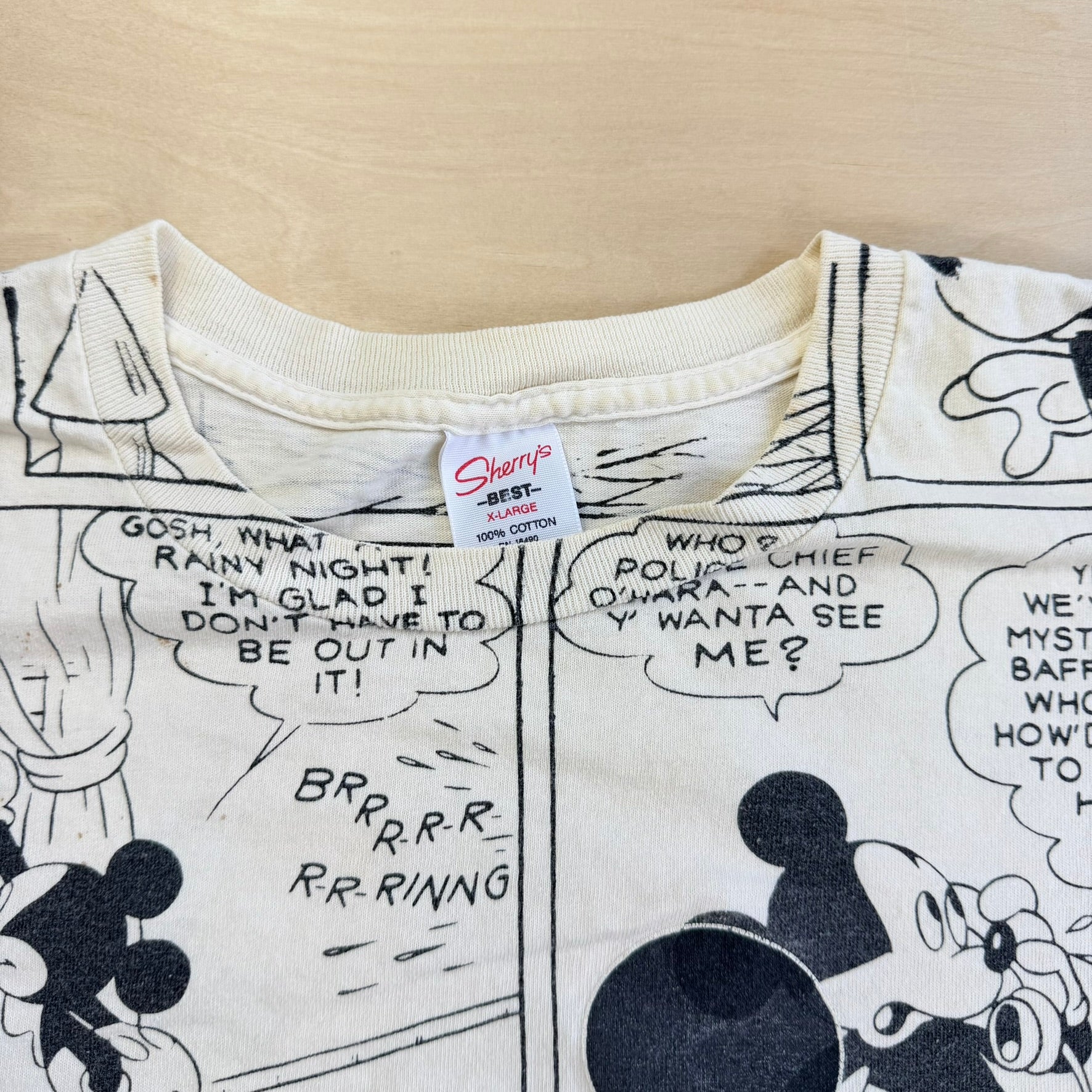 J- Vintage Disney Florida Mickey Mouse Comic Strip All Over Print Graphic Made In USA Single Stitch Tee - XL