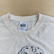 J- Vintage Greyhound Dog Embroidered Text & Graphic Gildan Tee - L
