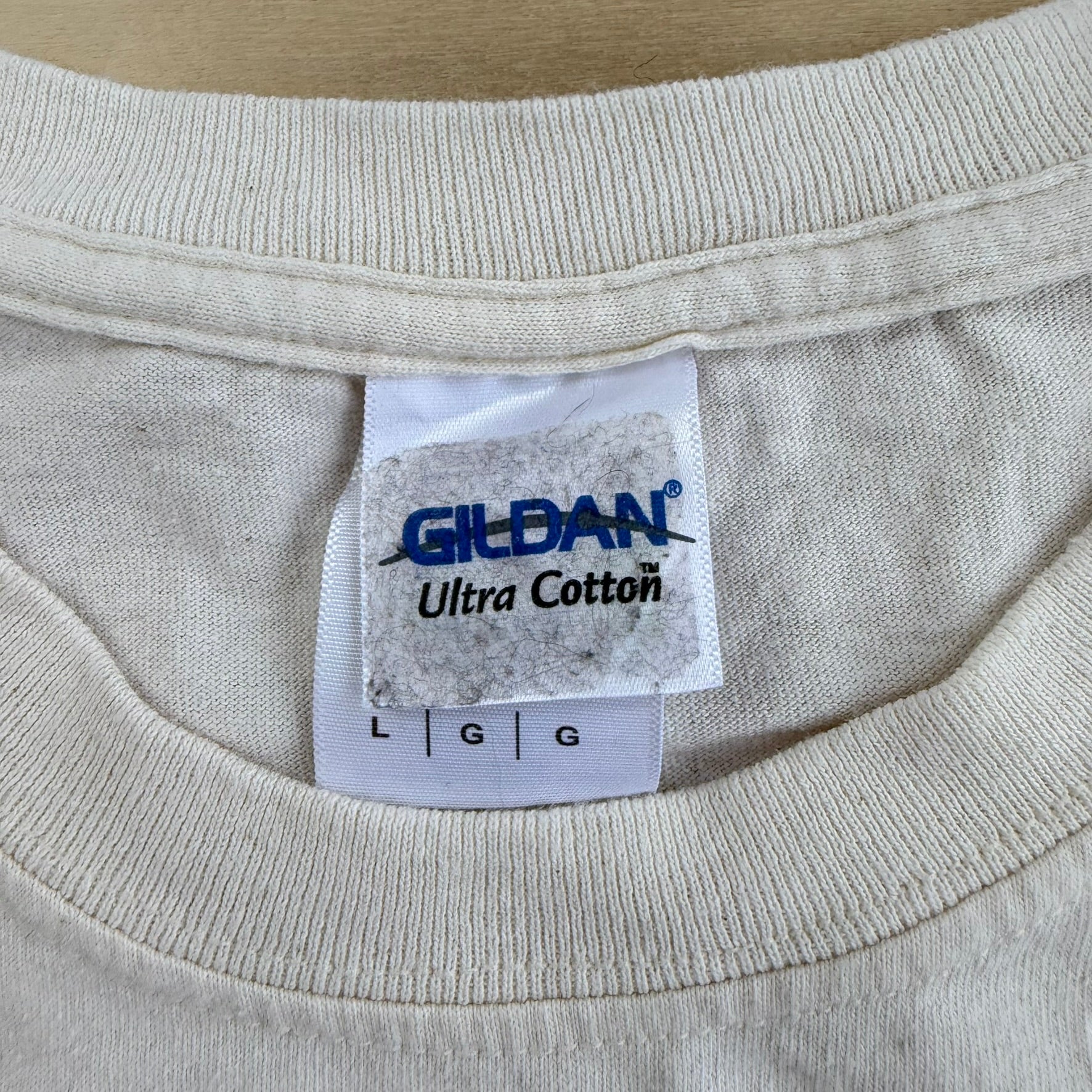 J- Vintage Greyhound Dog Embroidered Text & Graphic Gildan Tee - L