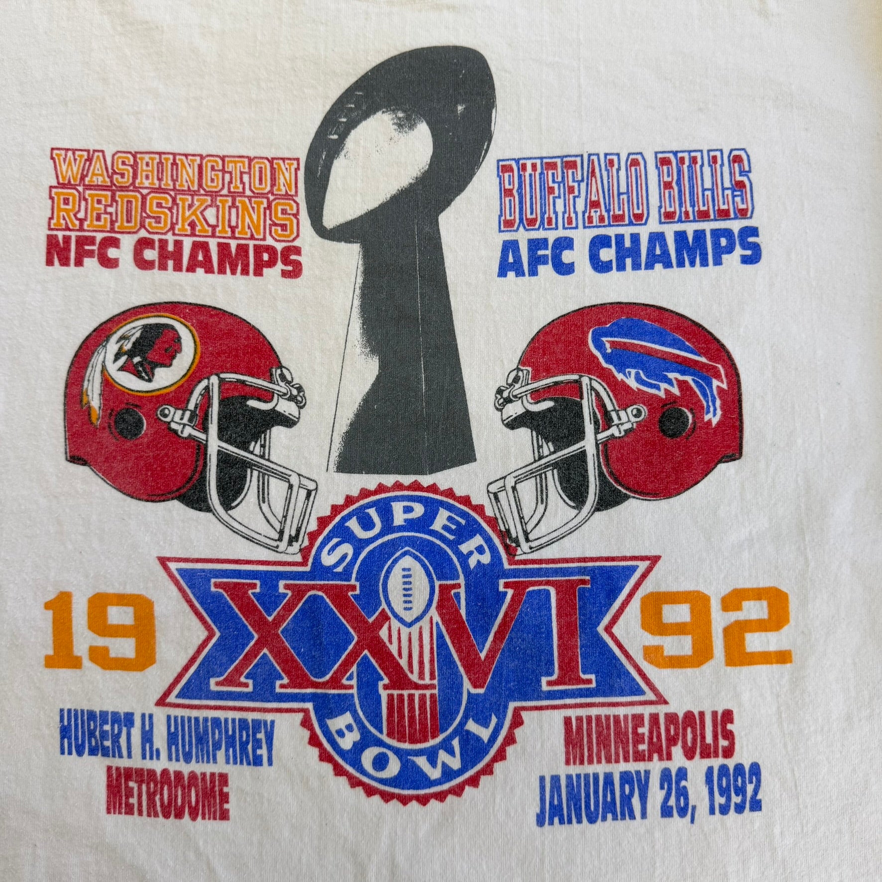J-  Vintage '92 NFL Superbowl 26 Washington Commanders Vs Buffalo Bills Long Sleeve Tee - XL