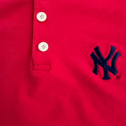 J- Vintage New York Yankees MLB Mirage Embroidered Logo Henley Tee - XL