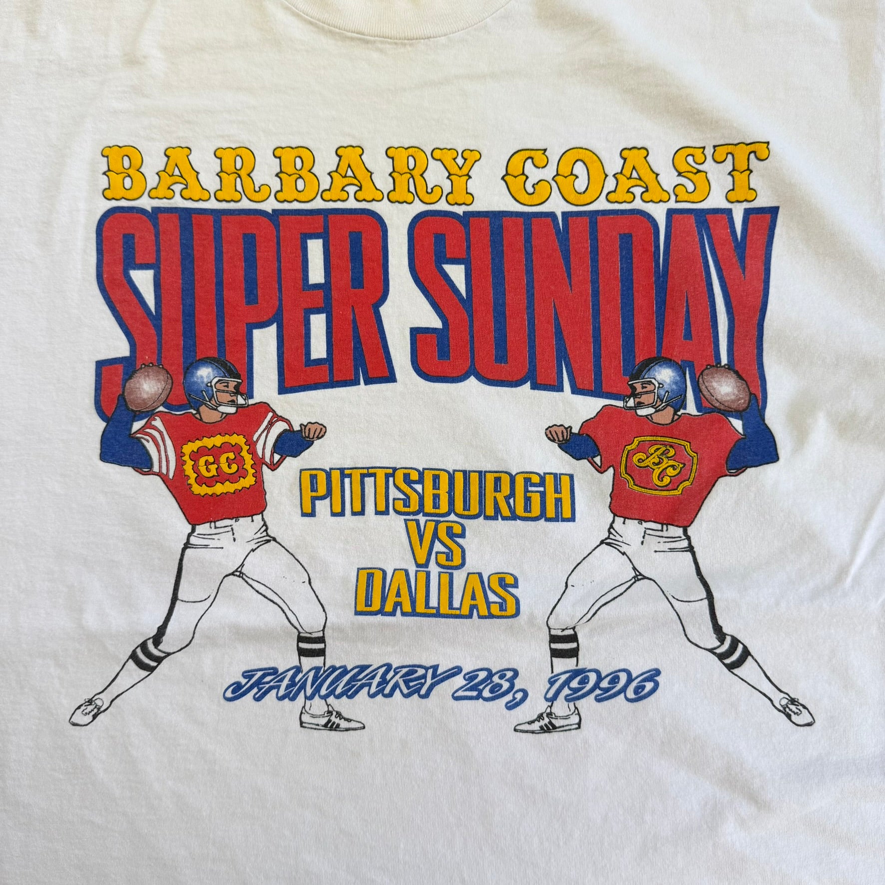J- Vintage '96 Barbary Coast Super Sunday Pittsburgh Vs Dallas Single Stitch Tee - XL