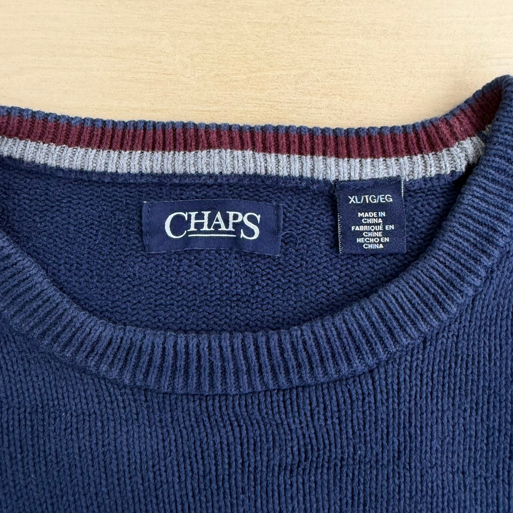 J- Vintage Chaps RL Embroidered Logo Navy Knit Sweater - XL