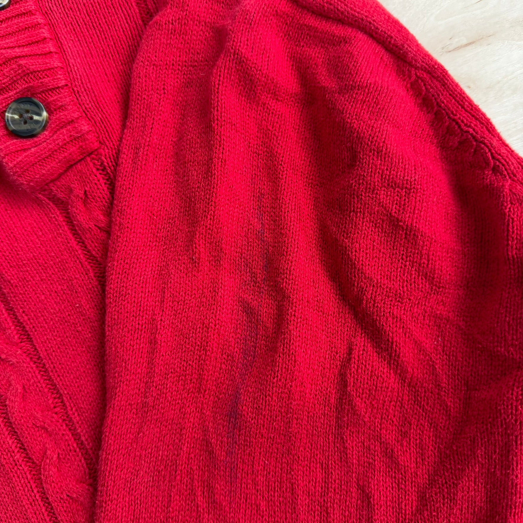 J- Vintage Tommy Hilfiger Henley Red Knit Sweater - M