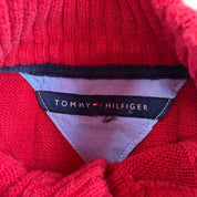 J- Vintage Tommy Hilfiger Henley Red Knit Sweater - M
