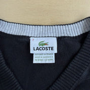 J- Vintage Lacoste Embroidered Logo Black Knit Sweater - 7 (fits XL)
