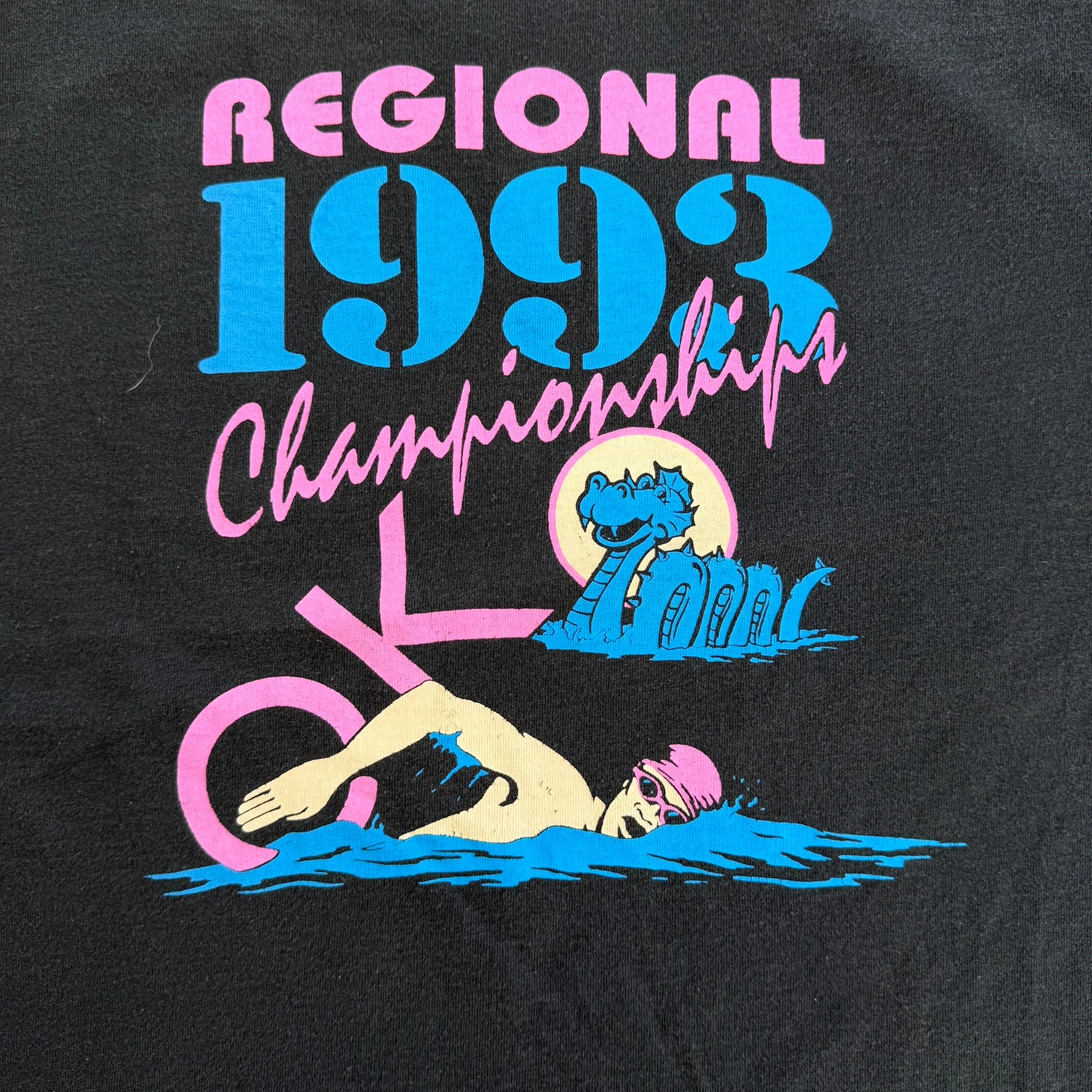 J- Vintage '93 British Columbia Regional Swimming Championship Graphic Single Stitch Tee - XL
