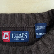 J- Vintage Chaps RL Embroidered Logo Chocolate Brown Knit Sweater - XL
