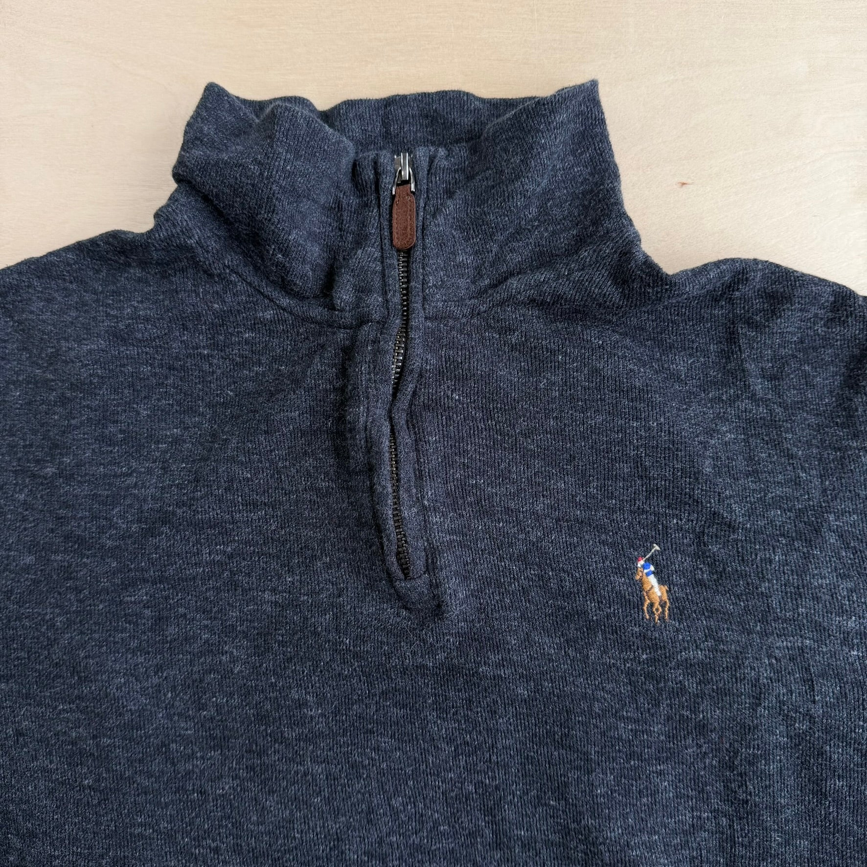 J- Vintage Polo RL Embroidered Logo Quarter Zip Knit Sweater - S