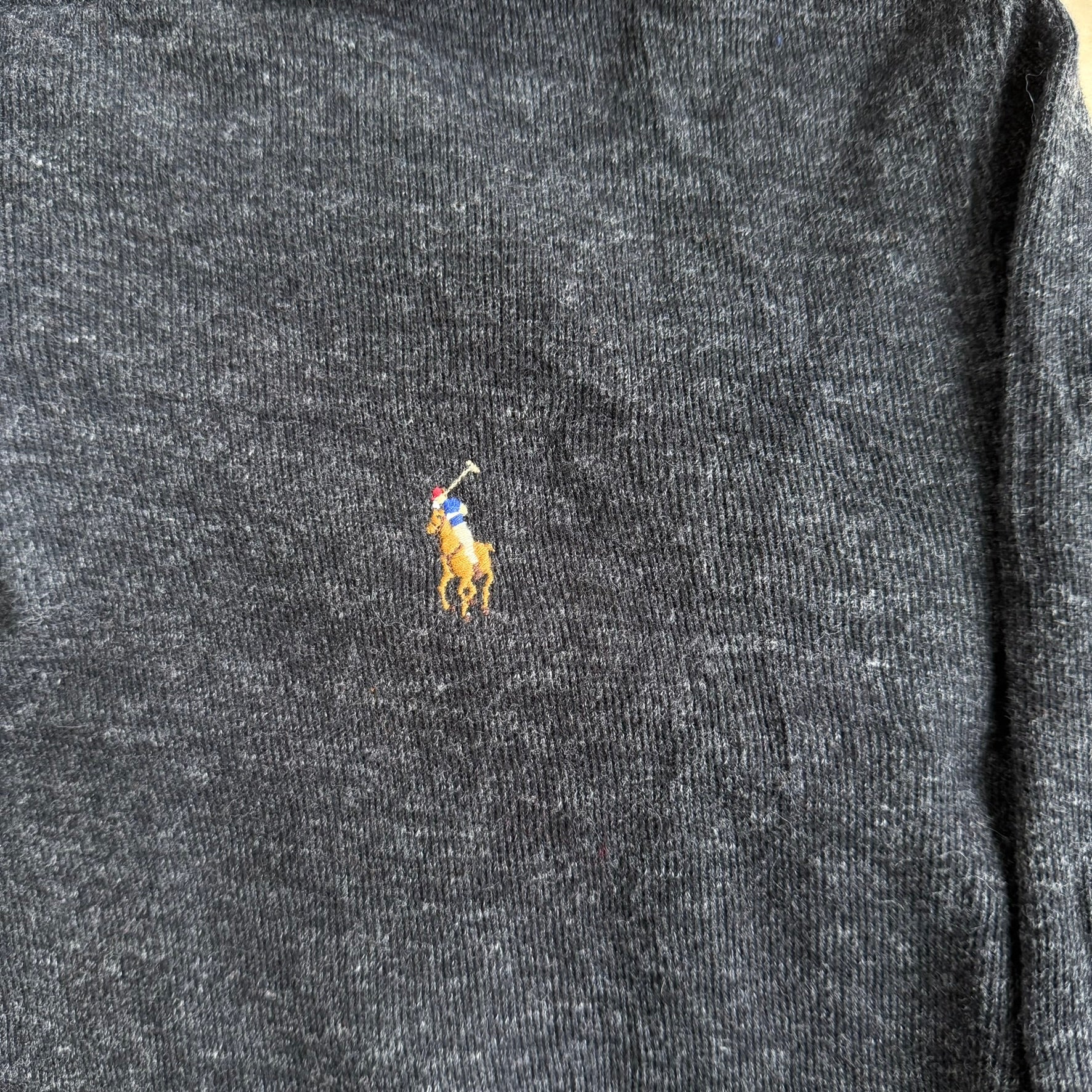 J- Vintage Polo RL Embroidered Logo Quarter Zip Knit Sweater - S