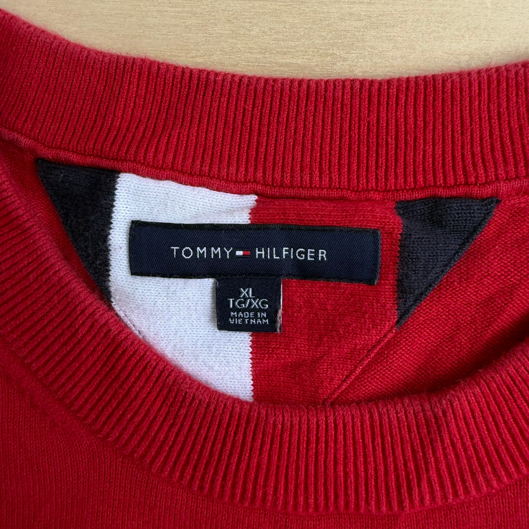 J- Vintage Tommy Hilfiger Embroidered Logo Knit Sweater - XL