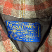 J- Vintage 90s Pendleton Made In USA Beige Plaid Wool Button Down Shirt - M