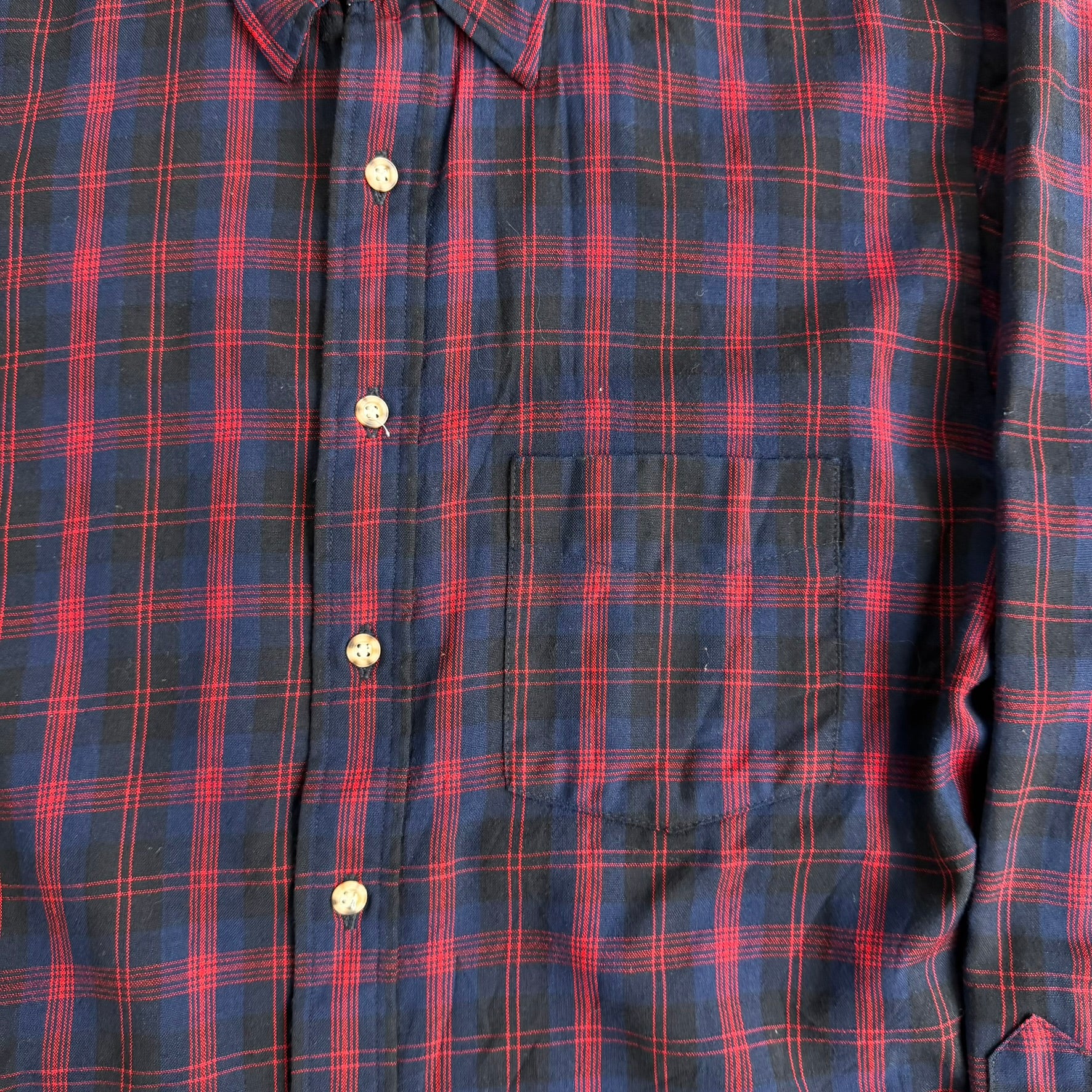 J- Vintage 90s Pendleton Made In USA Navy Plaid Wool Button Down Shirt - XL