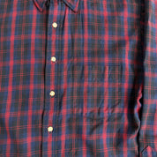 J- Vintage 90s Pendleton Made In USA Navy Plaid Wool Button Down Shirt - XL